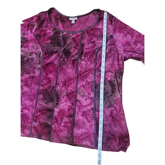 Roz & Ali Y2K Whimsygoth Floral Paisley Blouse Womens 2X Purple Stretchy Tie Dye - Picture 8 of 8